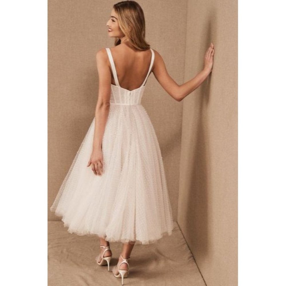 BHLDN Watters Lynette Wedding Gown tea length Size 10 NEW - Picture 2 of 11